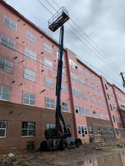 Tallahassee, FL, firefighters saved a man who was trapped 40 feet in the air Thursday after a fully extended boom truck caught fire. Tallahassee, FL, firefighters saved a man who was trapped 40 feet in the air Thursday after a fully extended boom truck caught fire.