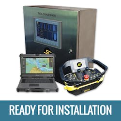 The SM300 is a vessel intelligence system providing “operator-in-the loop” autonomous command and control, plus direct remote-control operation via wireless belt pack. The SM300 is a vessel intelligence system providing “operator-in-the loop” autonomous command and control, plus direct remote-control operation via wireless belt pack.