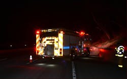 Chesterfield Fire and EMS Engine 17 was struck by a vehicle. Chesterfield Fire and EMS Engine 17 was struck by a vehicle.