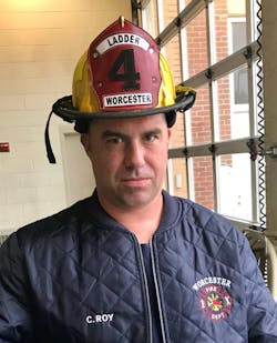 Worcester firefighter Christopher Roy, 36, died in an apartment fire Sunday.