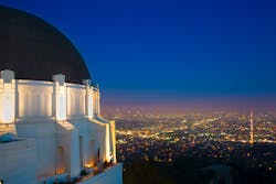 Griffith Observatory sits above Los Angeles.