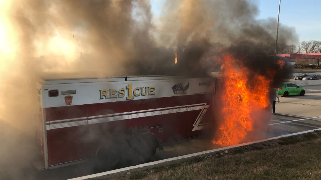 A Baltimore City fire apparatus caught fire Friday as firefighters were responding to a call.