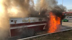 A Baltimore City fire apparatus caught fire Friday as firefighters were responding to a call. A Baltimore City fire apparatus caught fire Friday as firefighters were responding to a call.