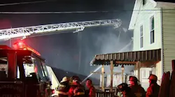 Two firefighters were hurt Tuesday night battling a Forward Township, PA, fire, which claimed the life of one person.