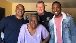 Parker District Fire Department's Chief Deputy Tom Thomas (left) and Capt. Shane Walton (center), along with South Carolina radio host QL Ellison, helped Gay Booker, who had been homeless after her house burned down in November. Parker District Fire Department's Chief Deputy Tom Thomas (left) and Capt. Shane Walton (center), along with South Carolina radio host QL Ellison, helped Gay Booker, who had been homeless after her house burned down in November.