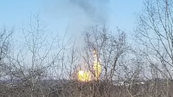 A natural gas pipeline explosion in Noble County, OH, injured one person and damaged three homes Monday.