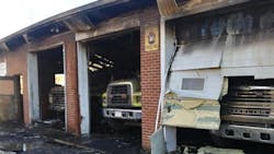 Three pieces of destroyed apparatus can be seen after a fire at the Deputy Volunteer Fire Department's station in Jefferson County, IN, on Dec. 17, 2018. Three pieces of destroyed apparatus can be seen after a fire at the Deputy Volunteer Fire Department's station in Jefferson County, IN, on Dec. 17, 2018.