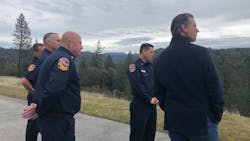 California Gov. Gavin Newsom, right, tours wildfire-affected areas of the Sierra foothills with CAL FIRE personnel on Tuesday, Jan. 8, 2019. California Gov. Gavin Newsom, right, tours wildfire-affected areas of the Sierra foothills with CAL FIRE personnel on Tuesday, Jan. 8, 2019.