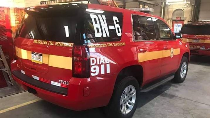 A command vehicle with the Philadelphia Fire Department's newly restored Battalion 6.