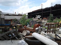 Scrap yards may contain just about anything society has produced at one time or another to include wood, metal, plastic and various liquids. Scrap yards may contain just about anything society has produced at one time or another to include wood, metal, plastic and various liquids.