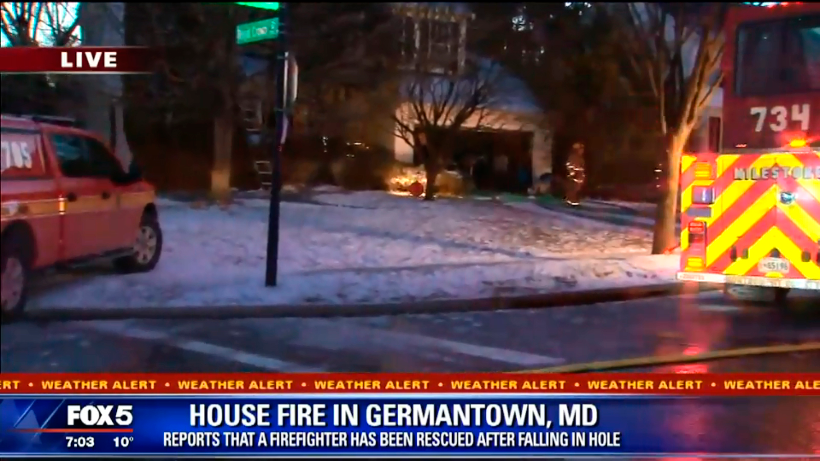 MD Firefighter Falls Through Floor at House Fire | Firehouse