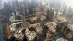 An aeriel view of Paradise, CA, on Thursday, Nov. 15, 2018 after the Camp Fire burned more than 7,000 structures in the town. An aeriel view of Paradise, CA, on Thursday, Nov. 15, 2018 after the Camp Fire burned more than 7,000 structures in the town.