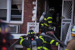 The first priority of the second-due engine company is to ensure that the first hoseline is in operation. The first priority of the second-due engine company is to ensure that the first hoseline is in operation.