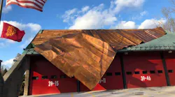High winds blew off the roof of the Hopewell, NY, Hose Fire Company No. 1