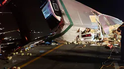 Marion County, FL, firefighters rescued two people trapped in their car after a tractor-trailer flipped on top of it Thursday night.