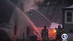A firefighter was sent to the hospital fighting a fire that killed two people late Sunday afternoon in New Britain, CT. A firefighter was sent to the hospital fighting a fire that killed two people late Sunday afternoon in New Britain, CT.