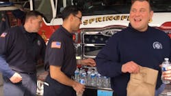 A Springfield restaurant served lunch to firefighters Monday as thanks for their work putting out a fire at the establishment over the weekend.