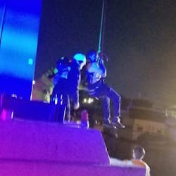 San Diego firefighters rescued 16 passengers who were trapped for several hours in a suspended SeaWorld gondola Monday night.