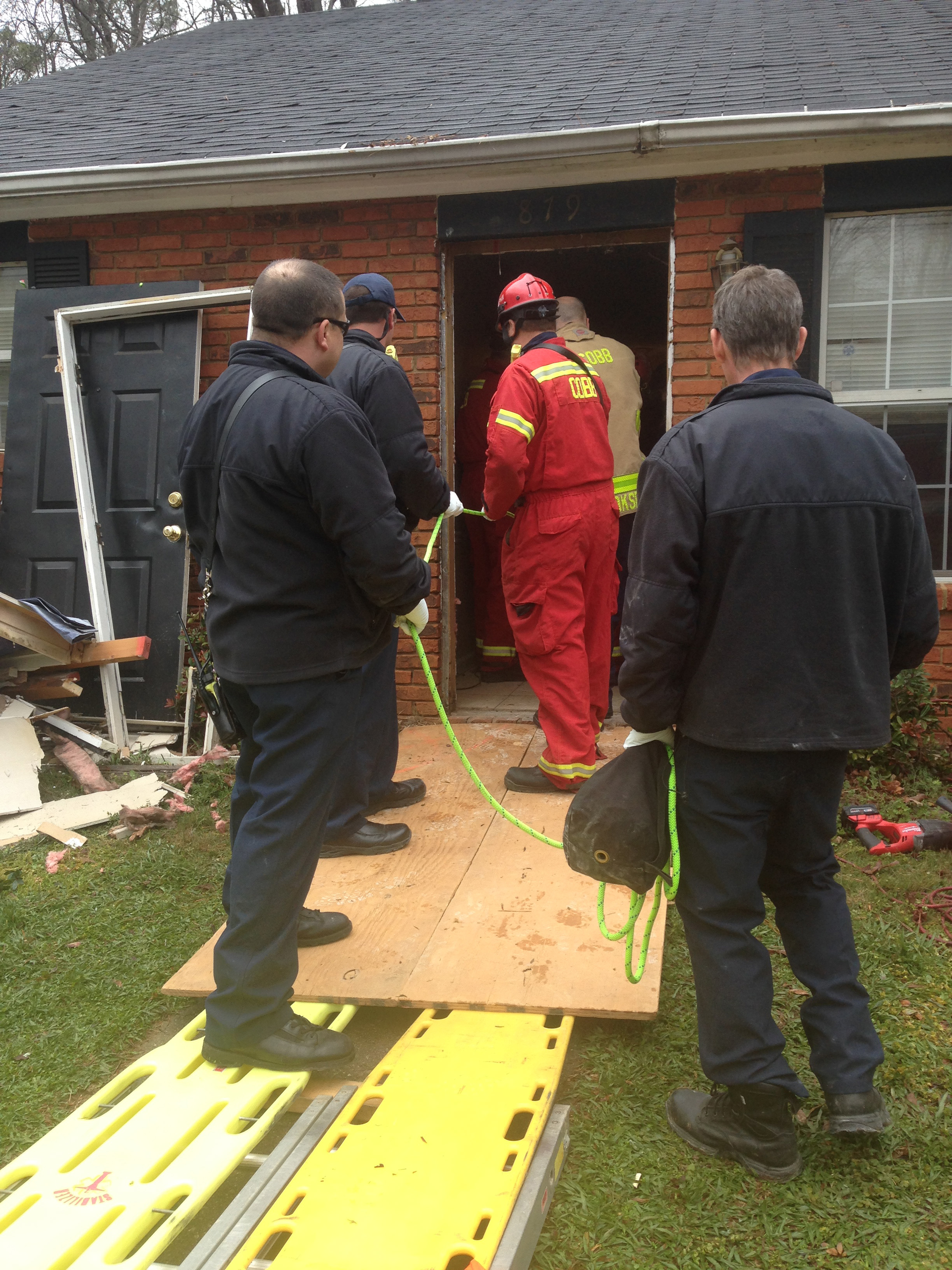 On a recent call involving a bariatric patient, a ramp was constructed with roof ladders side-by-side and plastic backboards secured to the ladders to facilitate sliding the patient up onto the floor of the ambulance.