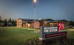 Oklahoma City&apos;s Fire Station No. 23 is built on a corner site in a combined industrial/residential area. The original station is next door and remained operational during construction.