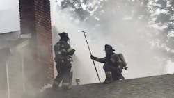 Two Columbia, SC, firefighters were hospitalized Thursday with non-life-threatening injuries that they suffered while battling a house fire.