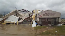 A tornado destroyed the north side fire station of the Eufaula Fire Department. Two firefighters were on duty at the time, but they survived.