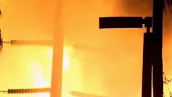 Fort Lauderdale firefighters battled a large fire that broke out at a power station following a lightning strike. Fort Lauderdale firefighters battled a large fire that broke out at a power station following a lightning strike.