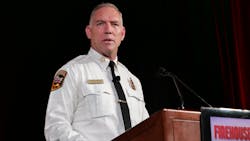CAL FIRE Director Thom Porter addresses Firehouse World attendees during his keynote address on Tuesday, March 26, 2019, at the Los Angeles Convention Center. CAL FIRE Director Thom Porter addresses Firehouse World attendees during his keynote address on Tuesday, March 26, 2019, at the Los Angeles Convention Center.