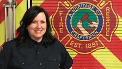 Lisa Jennings was hired as the first full-time female firefighter in Batesville, IN, Fire &amp; Rescue&apos;s 132-year history.
