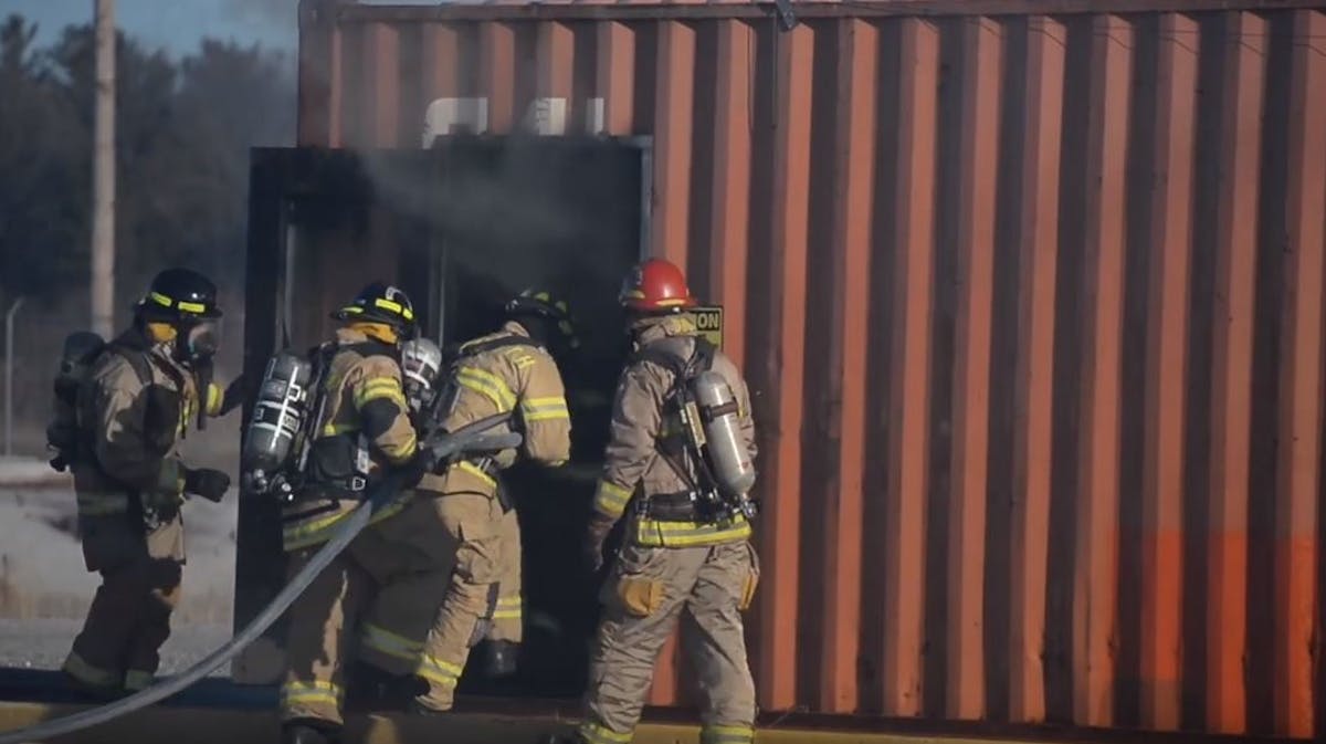 Firefighters attending the Saginaw County, MI, Fire Academy participated in a live fire training exercise Monday.