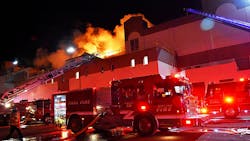More than 60 St. Paul, MN, firefighters battled a blaze at a recycling center earlier Thursday.