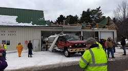 No one was hurt after snow caused the roof to collapse at a White Lake, WI, Volunteer Fire Department station Sunday morning.