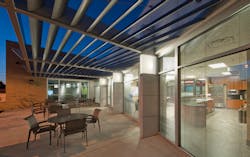 Protected outdoor patios and terraces like that at Germantown Milestone Station 34 in Montgomery County, MD, can provide important breakout space for privacy, decompression, stress reduction and emotional rejuvenation.