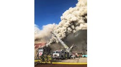 The fire was reported in a ski shop that was part of a complex multi-story structure.