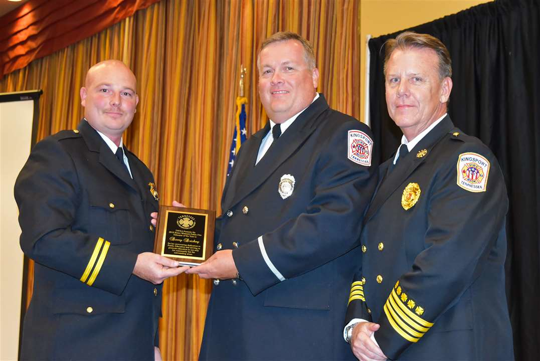 Picture left to right, Tennessee Public Educators Association President Daniel Adams, Kingsport, TN, Fire Department Public Education Officer Barry Brickey and Kingsport, TN, Assistant Chief Jim Everhart.