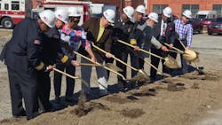 Augusta Commission members and fire department officials break ground on a new fire station Monday.