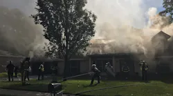 A veteran Mobile, AL, firefighter suffered a 'trauma injury' while battling a blaze Monday.