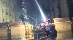 Colossus, a remote-controlled firefighting robot, was used by the Paris Fire Brigade this week to help extinguish the massive blaze at the Notre Dame Cathedral.