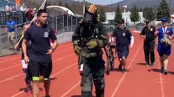 York, PA, firefighter ran the sixth annual Scranton Half Marathon in full gear Sunday to raise money for two charities. York, PA, firefighter ran the sixth annual Scranton Half Marathon in full gear Sunday to raise money for two charities.