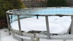 Springfield, MA, firefighters used foam to put out an above-ground swimming pool Monday. Springfield, MA, firefighters used foam to put out an above-ground swimming pool Monday.