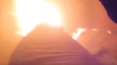 A Stockton, CA, firefighter fell into a waist-deep hole while battling a blaze in a vacant building over the weekend.