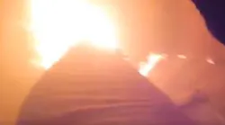A Stockton, CA, firefighter fell into a waist-deep hole while battling a blaze in a vacant building over the weekend.