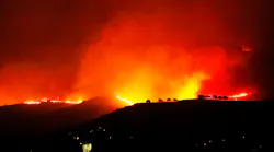 The Woolsey fire burns November 2018 in the hills above Thousand Oaks, CA.