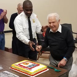 The Lynn, MA, Fire Department celebrated the 100th birthday of Rocco 'Rocky' Brienzo, the department's oldest living retired firefighter, on Friday. The Lynn, MA, Fire Department celebrated the 100th birthday of Rocco 'Rocky' Brienzo, the department's oldest living retired firefighter, on Friday.