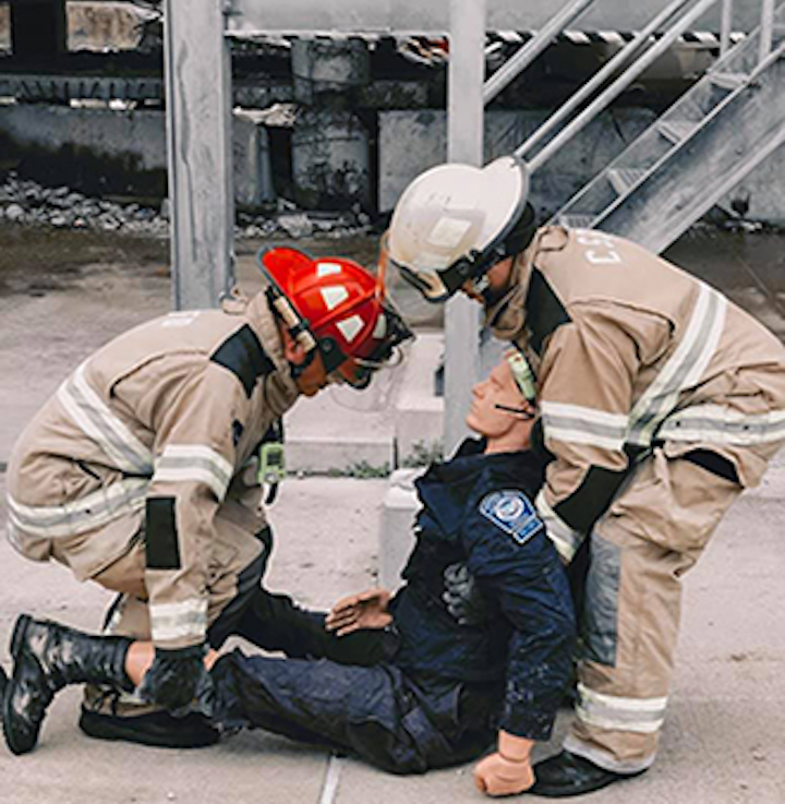 FireHud demonstrates is monitoring system at Disaster City in College Station, TX.
