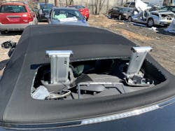 The ROPS devices in this Maserati were deployed during the accident. Rescuers have been seriously injured when similar devices accidentally deploy during extrication events. The ROPS devices in this Maserati were deployed during the accident. Rescuers have been seriously injured when similar devices accidentally deploy during extrication events.