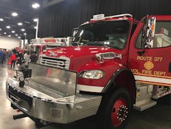 Route 377, KY, Volunteer Fire Department&apos;s new apparatus comes with a hybrid engine and &apos;pump and roll&apos; capabilities, which allows it to be in pump mode to spray water while moving.