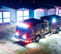 Well placed lights around an apparatus provide even lighting for responders and avoids the harsh contrast between light and dark.