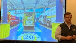 Robert Manns of Manns Woodward Studios talks about the elements of apparatus bays in modern fire stations at the 2019 Station Design Conference in Rosemont, IL.