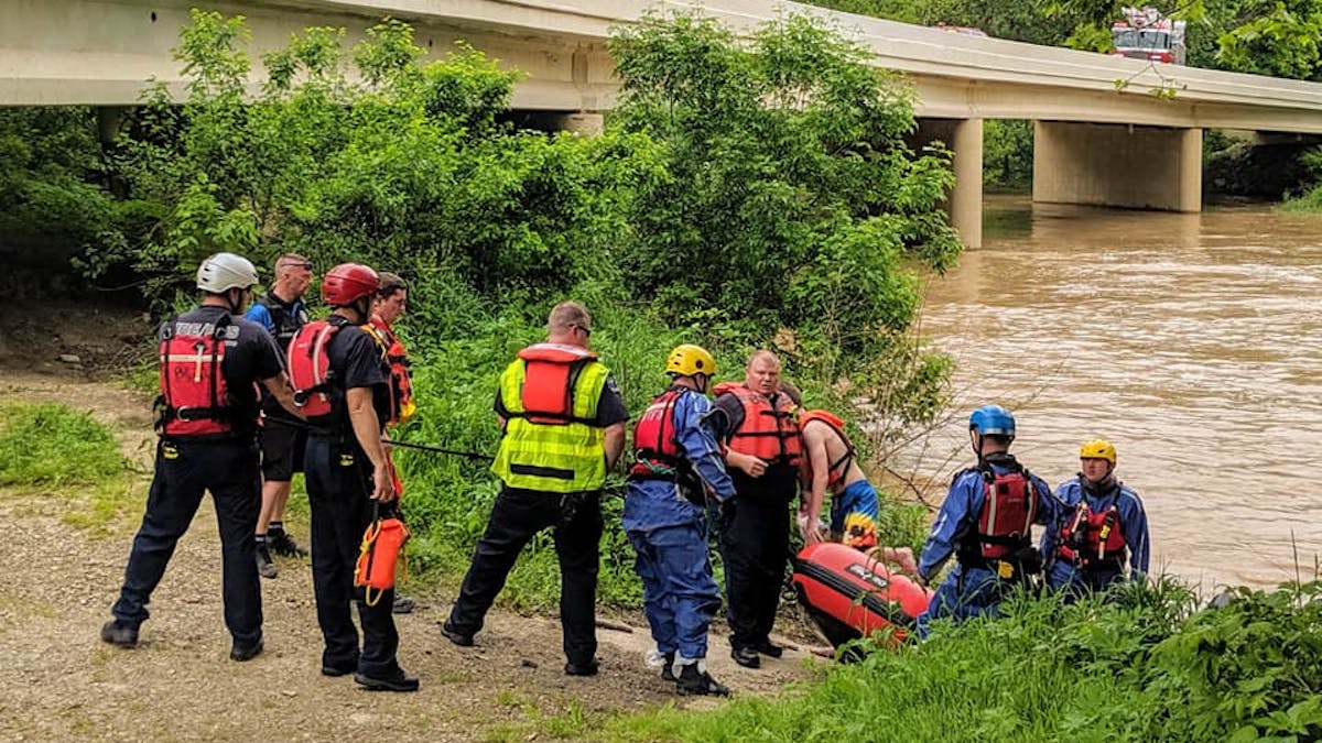Butler Township, OH, firefighters rescued a boater whose kayak overturned in the Stillwater River in Union Township.